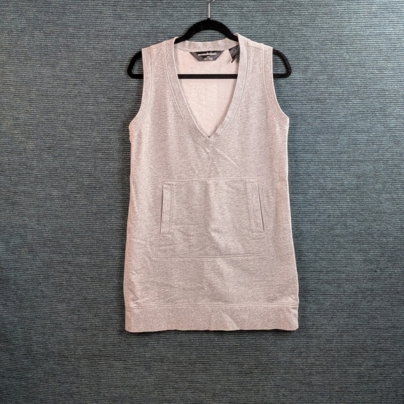 Norma Kamali Jersey Gray Sweatshirt Dress, V Neck Tunic - Picture 14 of 16